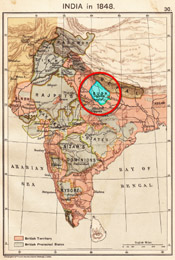 Karte von Oudh im Jahr 1848 - 260 pxl